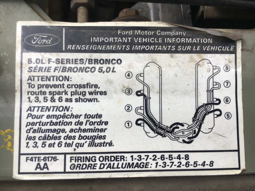 351W Firing Order Sticker On Rad Support Ford Truck Wiring And 