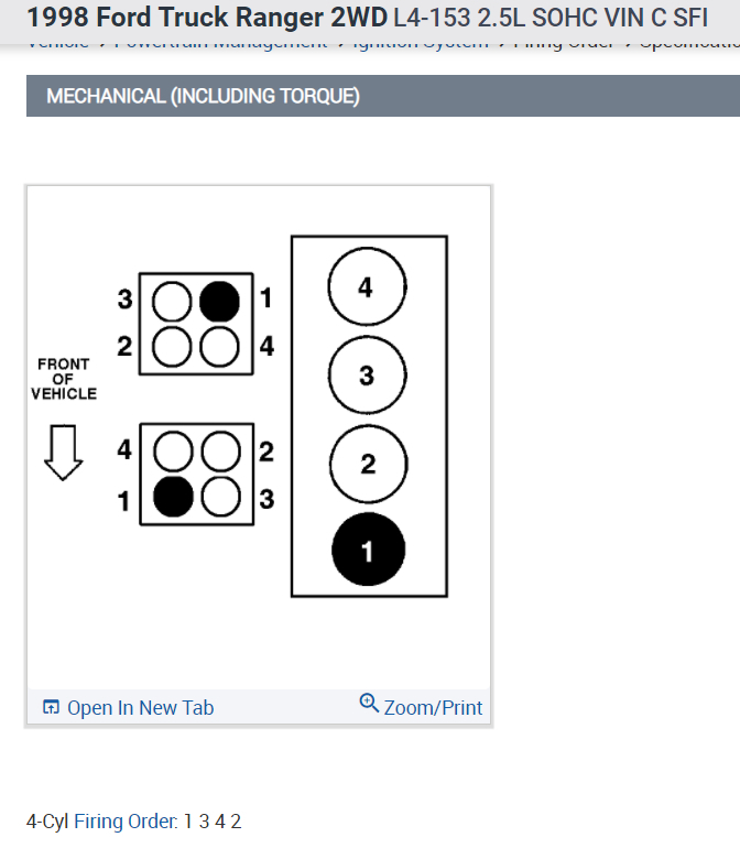 Firing Order For A 2000 Ford Ranger 3 0