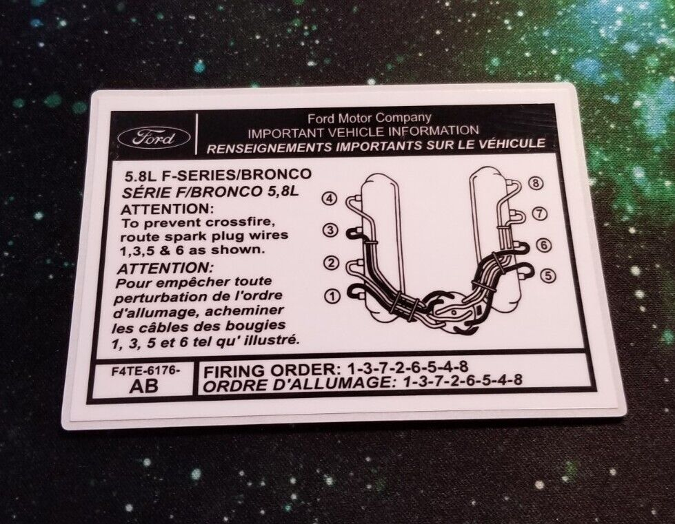 CUSTOM 1992 96 5 8L 351w Firing Order Spark Diagram OBS Ford Bronco F