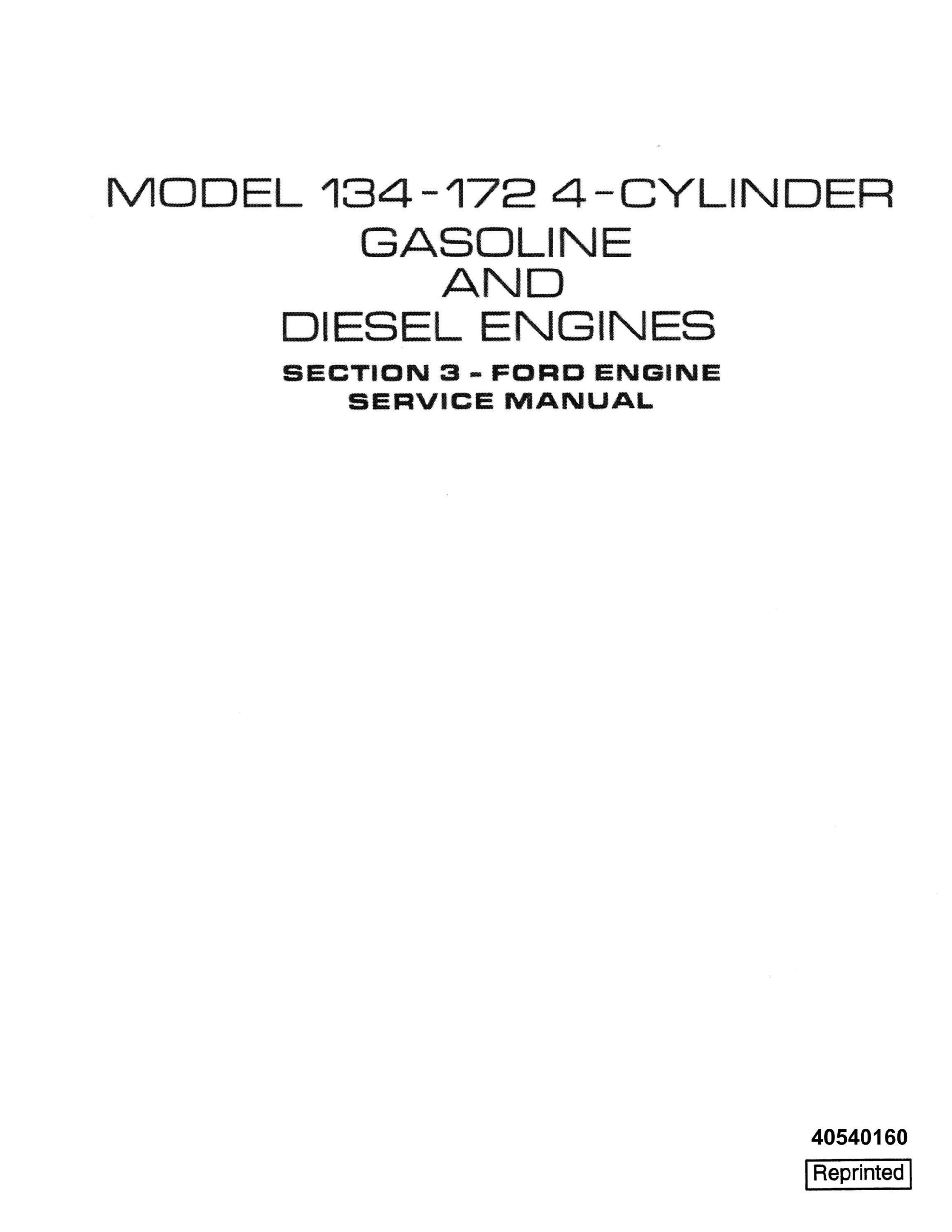 Ford 134 172 4 Cylinder Gasoline Diesel Engine Service Manual 